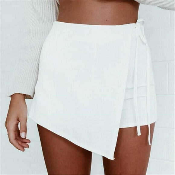 Bramtres Skirts for Women,Mini Skirt,Womens Skorts Shorts Skirt High Waisted Casual Irregular Flanging Wrap Culottes,Summer Skirts,Pencil Skirt,Bodycon Dresses,White Dress,S