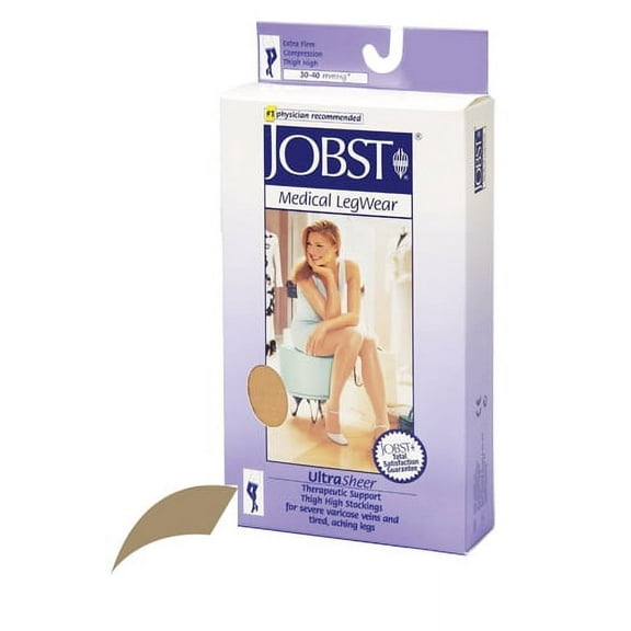 JOBST Women's Ultrasheer Thigh High Lace 30-40 mmHg Closed Toe, Honey Small