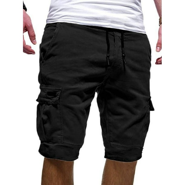 men's elastic drawstring cargo shorts
