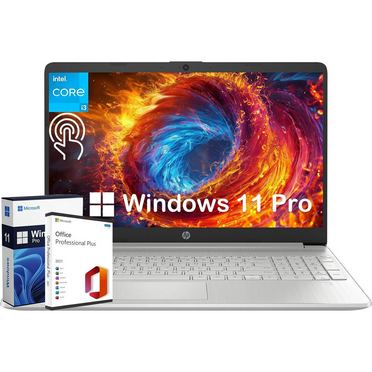HP Touch-screen Laptop, 15.6" HD Micro-Edge Display, Intel 6-Core i3-1215U CPU, 12GB RAM, 1TGB SSD, Wi-Fi, Windows 11 Pro