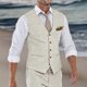 thumbnail image 3 of Chaleco de traje de lino Beige para hombre, chaleco de una pieza para boda, verano, playa, cuello en V, costo de moda masculina, 3 of 4