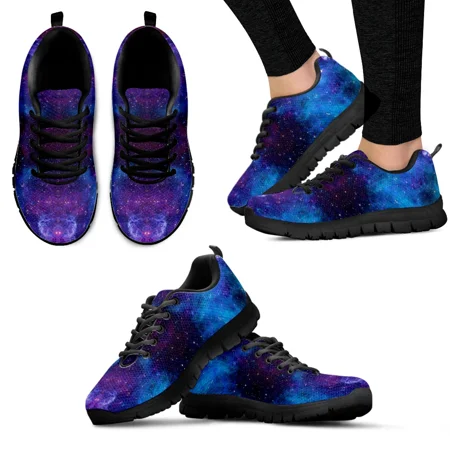 

Blue Space Galaxy Fashion Women Lace up Flat Shoe Casual Mesh Sneaker for Ladies Comfort Lightweight Walk Footwear