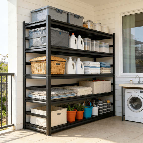 36"W Metal Garage Shelving Unit, Heavy Duty Adjustable Storage Shelves, Steel Shelving, 3000 lbs Capacity, Industrial Shelves for Heavy Tools and Equipment, 5Tier-72"H*16D, Black