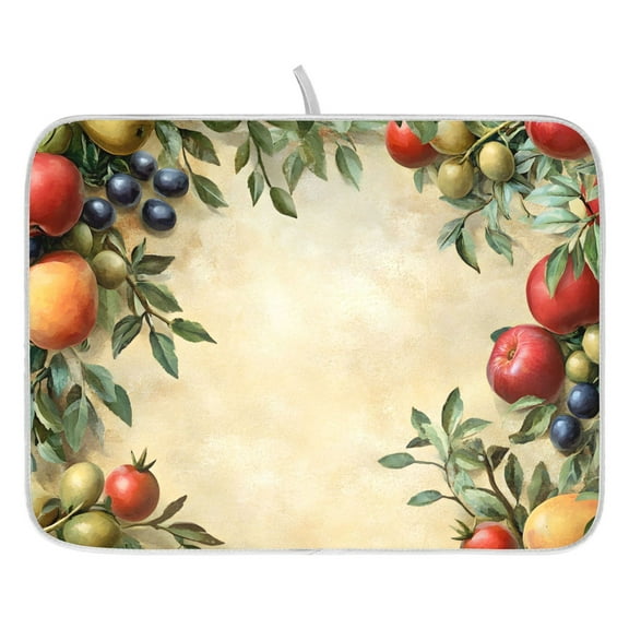Ryvnso Grape Fruits Dish Drying Mat for Kitchen Countertop 16x18 Small Dish Pad Drainer Rack Dish Sink Mats