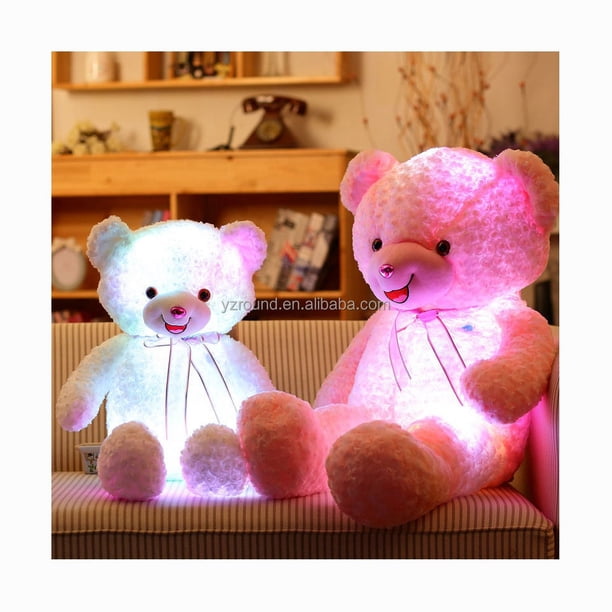Venta al por mayor de cuatro colores, 30 cm, 50 cm, 80 cm, oso de peluche, peluche, luz LED brillante, iluminación, juguetes blandos electrónicos