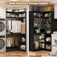 thumbnail image 6 of Homieasy Corner Closet System with Shelves, 34’’ Closet Organizer System with Hanging Rods, Wood Walk-in Closets for Corner Small Space,Freestanding Corner Tower, L Shaped Garment Rack, Black, 6 of 7