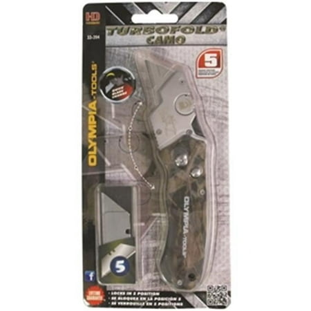 UPC: 0883652332046 | Olympia Tools International 33-204 Knife Folding Camo Utility Green