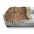 thumbnail image 3 of Rustic Soft Flannel Fleece Blanket, Traditional Oak Crafted Doorway on Stone Facade Artisan Hand Made Features Culture, Cozy Plush for Indoor and Outdoor Use, 70" x 90", Cream Brown, by Ambesonne, 3 of 6