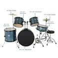 thumbnail image 3 of 5-Piece Adult Drum Set, 22 Inch Full-Size Drums Kit with Cymbal Stands, Hi-Hat Stand, Sticks, Drum Pedal, Stool & Floor Tom for Beginner Teens Student (Blue), 3 of 10