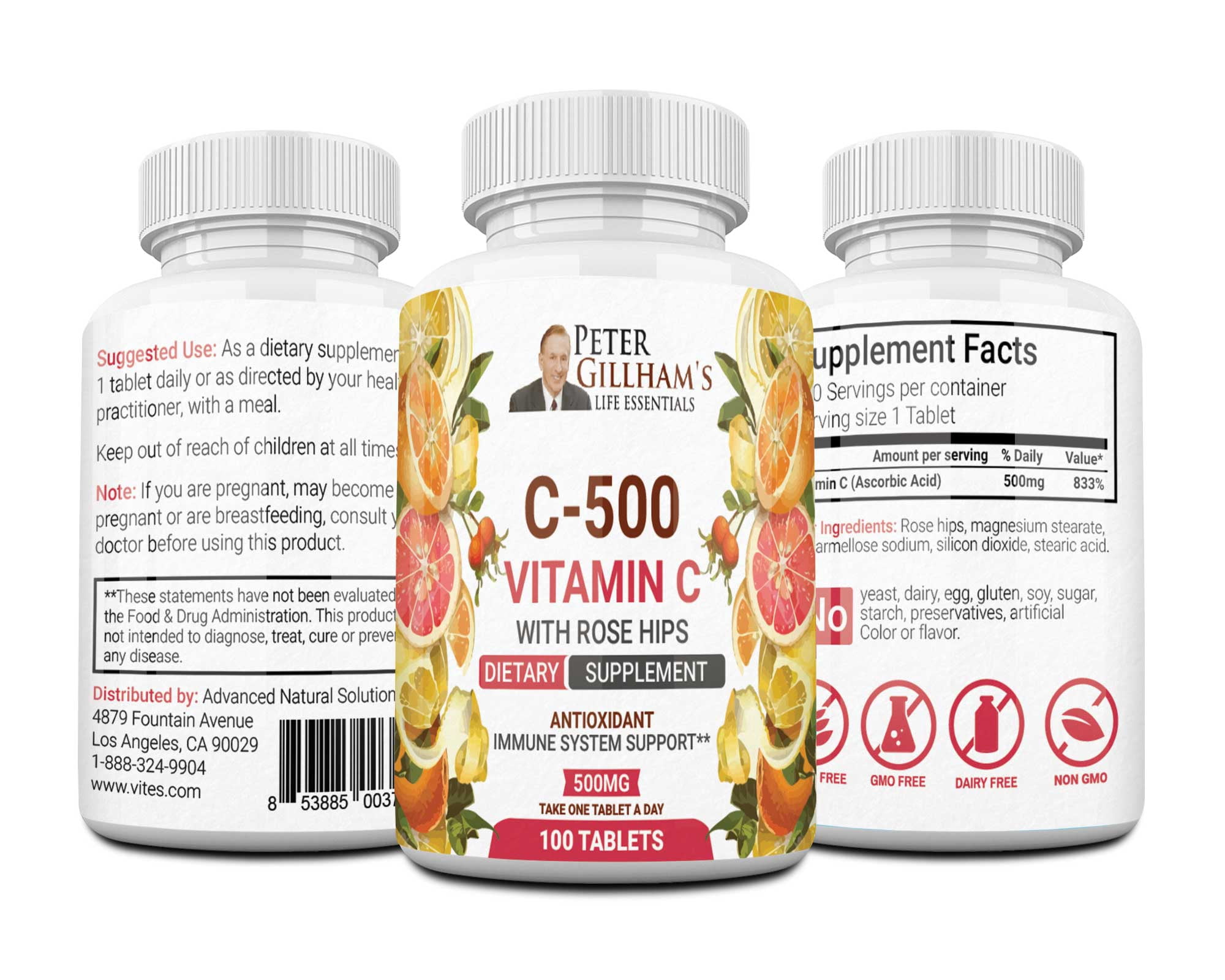 Vitamin C 500mg with Rose Hips 100 Tablets by Peter Gillham’s Life Essentials Leading Immune
