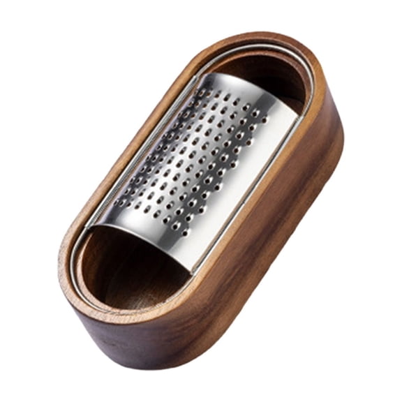1 Pcs Cheese Grater Shredder ,Stainless Steel Cheese Grater With Wood Container,Hand Grater Wooden Shredder,Cheese Grater With Container For Hard Cheese,Spices,Kitchen Gadgets,(A,5.98x2.68x1.57 in)