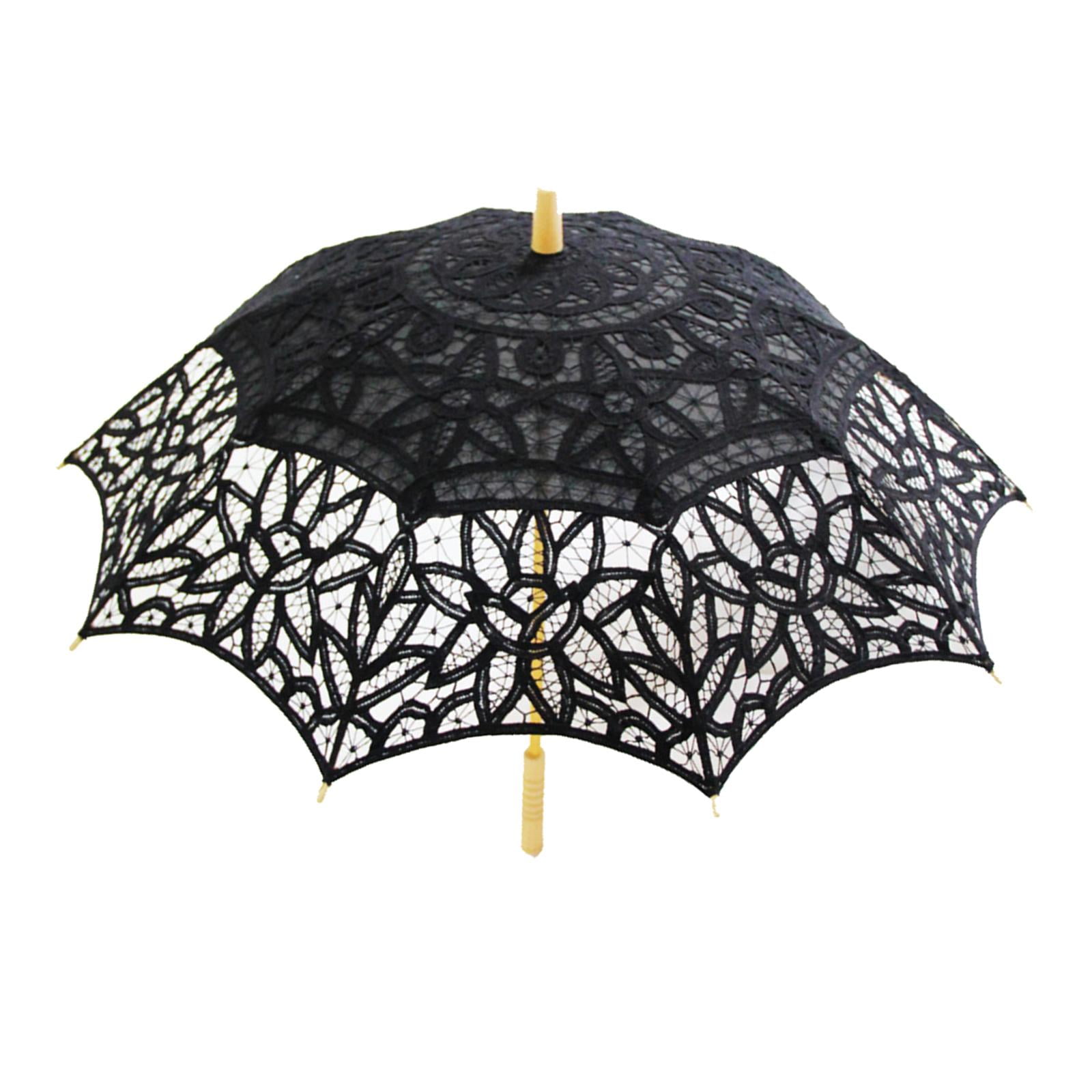 Handcraft Lace Embroidered Parasol Umbrella Wedding Dancing Party Photo  Show 38"" Black - Walmart.com