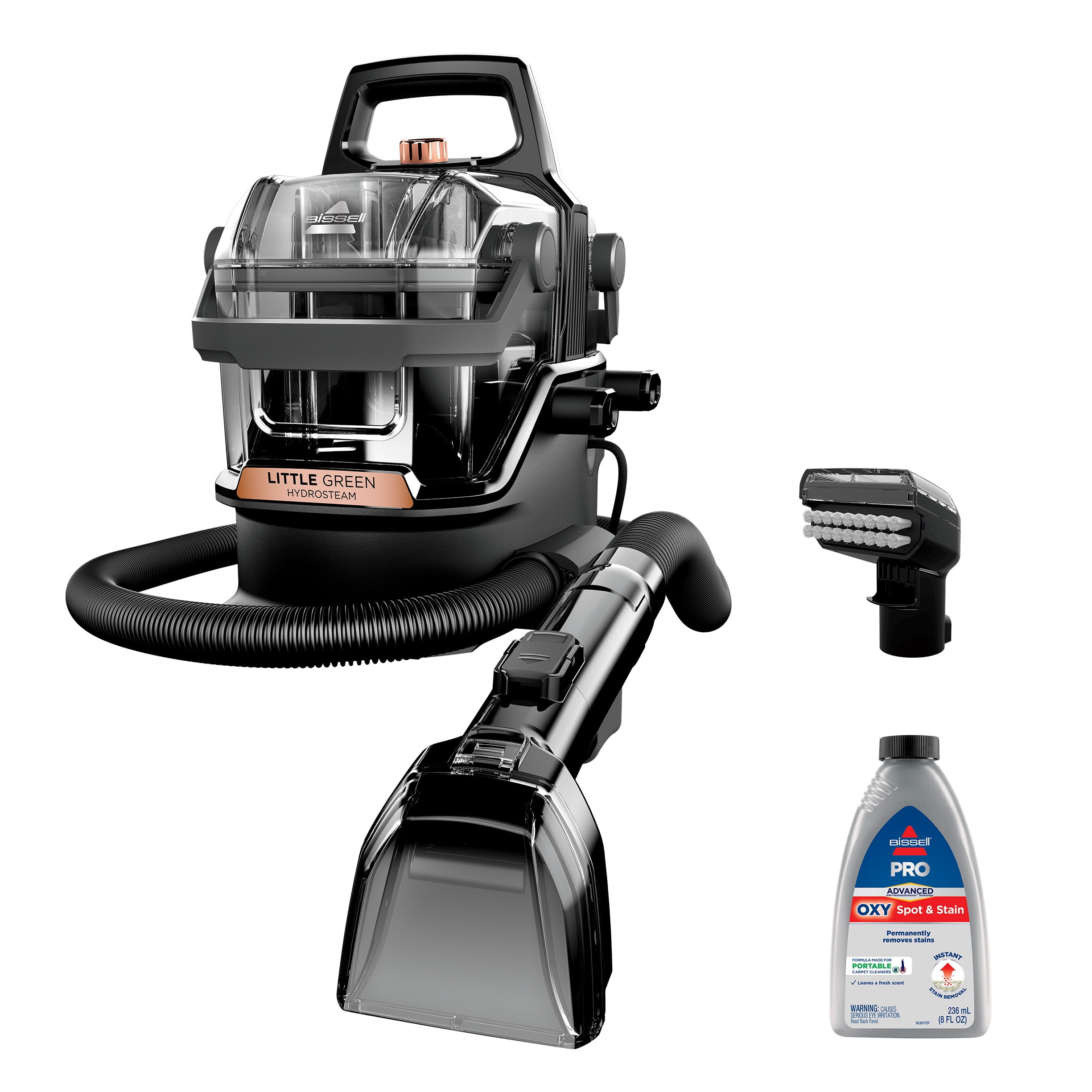 BISSELL Little Green HydroSteam Portable Carpet Cleaner 3532 & BISSELL Advanced Pro Oxy Spot & Stain Formula for Portable Spot Cleaners, 32 oz., 2038W