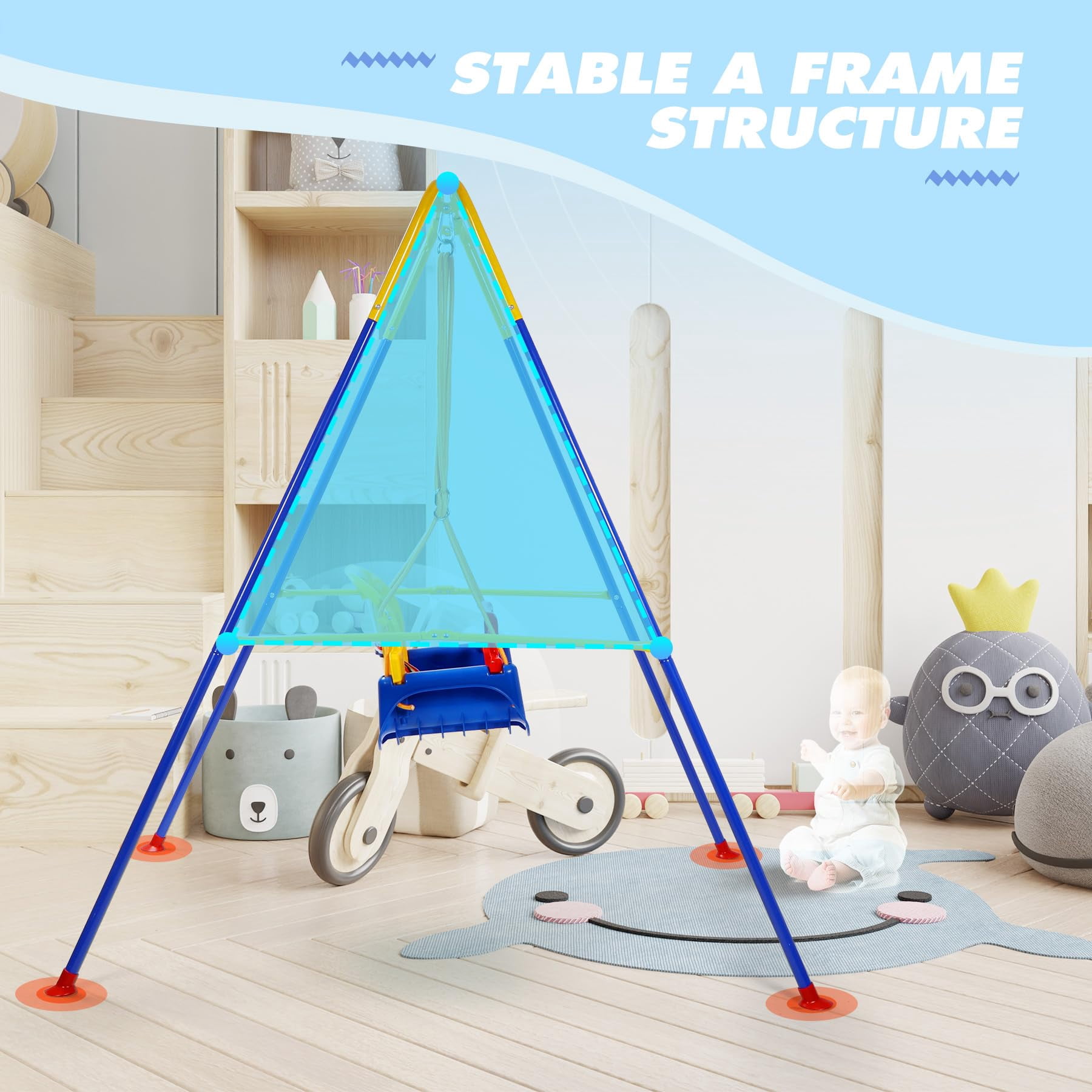 RedSwing Toddler Single Swing – Portable Indoor & Outdoor Baby Swing Stand with Comfort Seat for Ages 6 Months to 10 Years