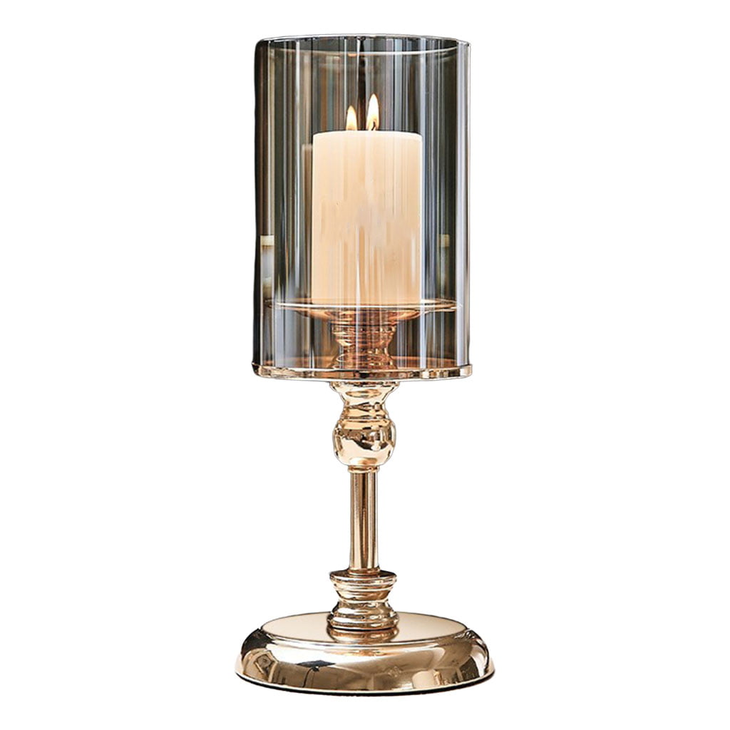 Elegant Tea Light Glass Candle Holders Wedding Table Centrepiece Wax Pillar Case 