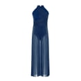 thumbnail image 3 of Yartina Girls Lyrical Dance Jumpsuit Sequin Sleeveless Wide Leg Bodysuit One Piece Figure Skating Outfit Navy Blue 14, 3 of 7