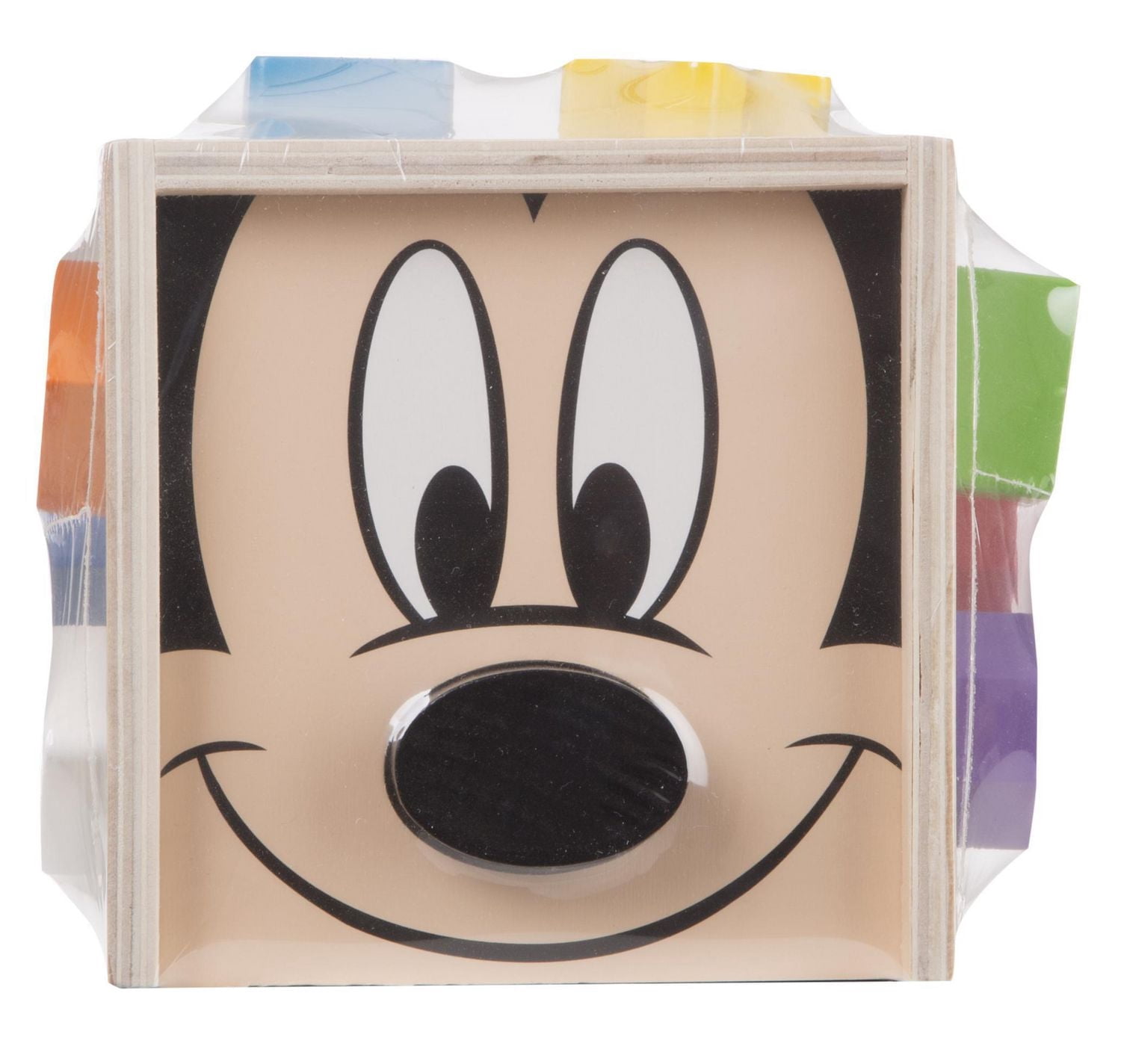Melissa & Doug Disney Baby Mickey Mouse Wooden Shape Sorting Cube - Educational Toy With 9 Shapes