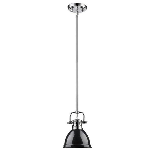 Duncan Mini Pendentif avec Tige en Chrome avec Abat-Jour Noir