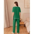 thumbnail image 4 of EKOUAER Cotton Pajamas Sets for Women Soft Contrast Piping Lounge Set 2 Piece Short Sleeve Pj Set with Pockets, 4 of 6