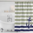 thumbnail image 4 of Striped Anchor Waterproof Fabric Shower Curtain,Navy Blue Nautical Sage Green Geometric Waterproof Fabric Shower Curtain for Bathroom Curtains Bathtubs Shower Curtains with 12 Hooks Long 72x78in, 4 of 8