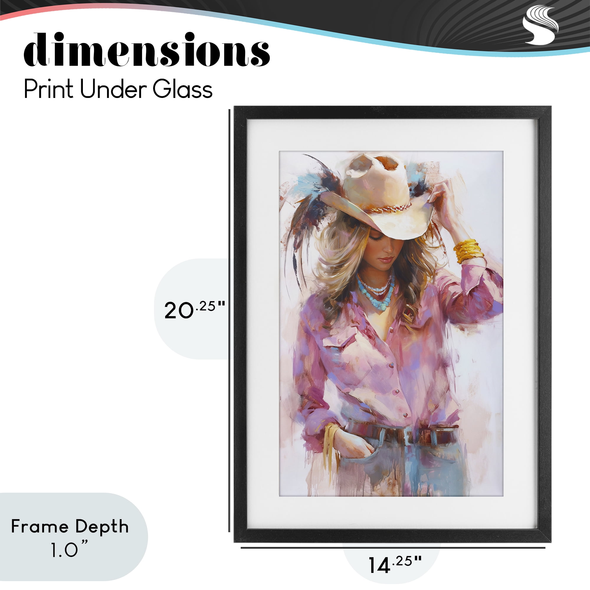 Stupell Industries Cowgirl Hat Reflections Black Framed Print Under Glass, design by Tina LeCour
