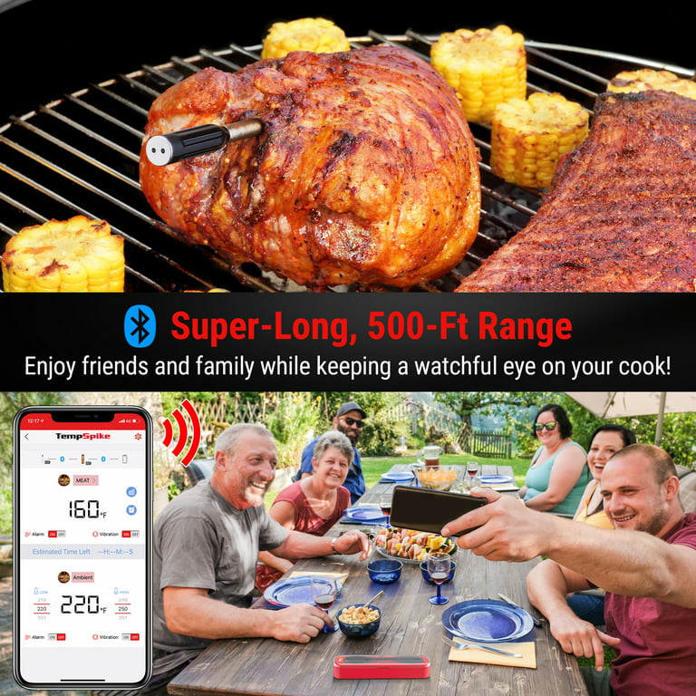  ThermoPro TempSpike 500FT Wireless Meat Thermometer, Bluetooth  Meat Thermometer Wireless for Turkey Beef Lamb, Meat Thermometer Digital  Wireless for Rotisserie Sous Vide BBQ Oven Smoker Thermometer: Home &  Kitchen