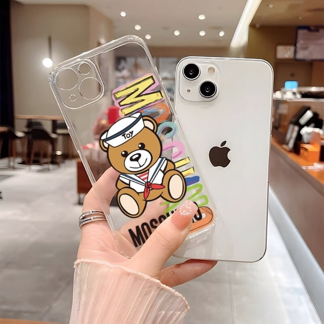 Funda transparente de oso bonito para IPhone 14, 11, 12 Pro, 8, 7 Plus, X, 13 Pro MAX, SE2020, XR, XS, MINISO, M-MOSCHINO Fivean unisex