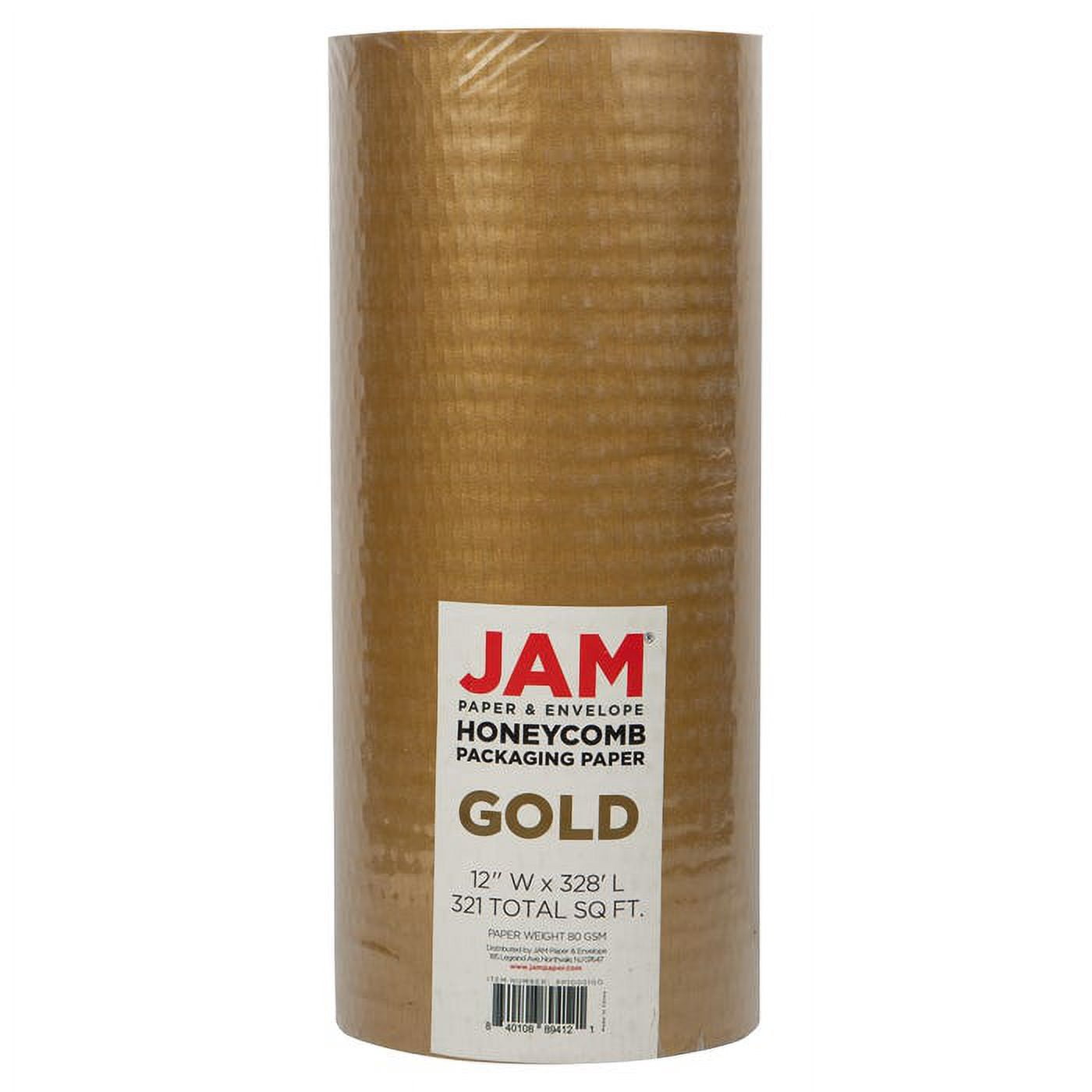 JAM Paper Honeycomb Packing Paper Roll, 322.5 sq ft, 80 GSM, Gold, 1/Pack