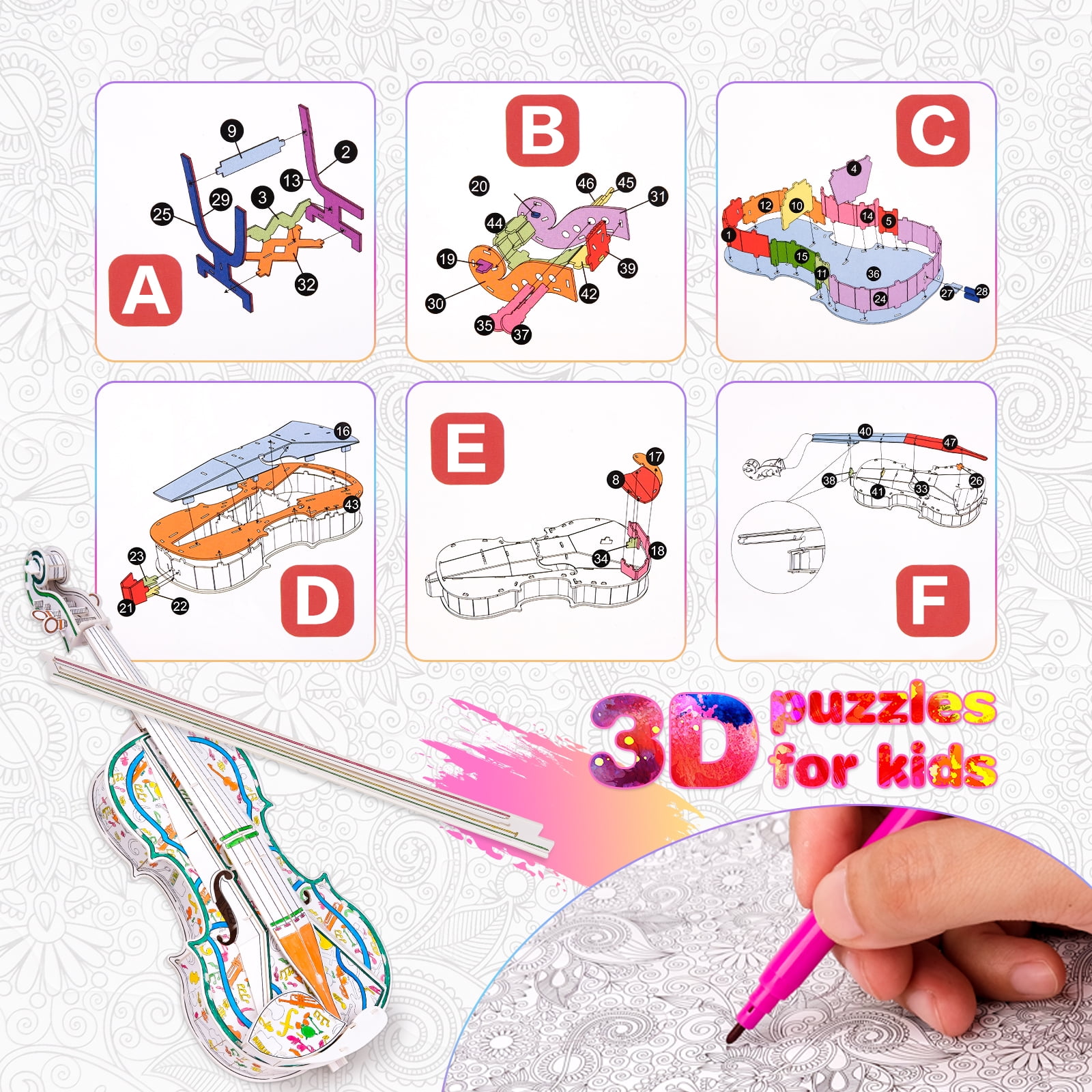 Dream Fun Drawing Kit for Kid Age 6 8 Gift for Girl Age 9 Arts and Crafts  for Boys Age 10-12, Coloring Puzzle Art Set for 8-12 Year Old Kids 3D Pens