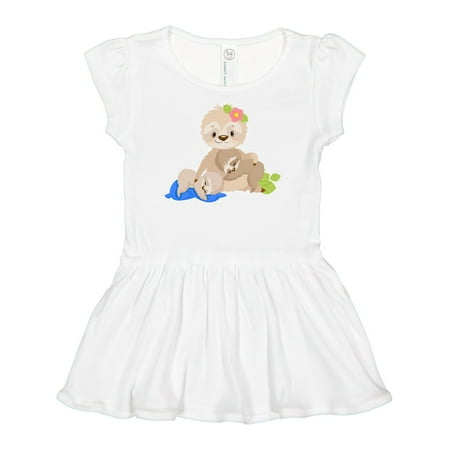 

Inktastic Sloth Mom with 2 Sleeping Baby Sloths Girls Baby Dress