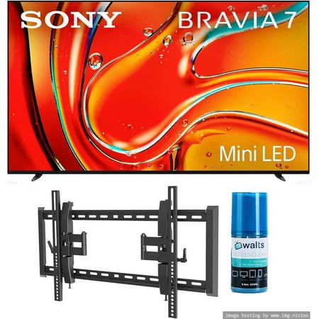 Sony K55XR70 55 Inch 4K Bravia LCD Mini LED Full Array HDR Google TV with a Walts TV TILT-EXTENSION-37-90 Tilt Mount for 37"-90" Compatible TVs and Walts HDTV Screen Cleaner Kit (2024)