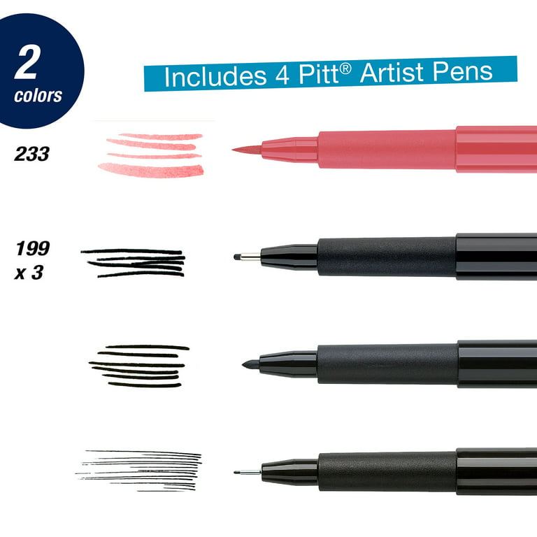 Faber-Castell Pitt Artist Pen Wallet – Hand Lettering – 4 Pens, Beginner  Pen Set for Adults 