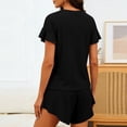 thumbnail image 2 of BTDECLAR Women's Summer Pajamas Sets 2 Piece Crewneck Ruffle Short Sleeve Tops and Shorts Pj Set Soft Comfy Breathable Sleepwear Outfits, 2 of 4