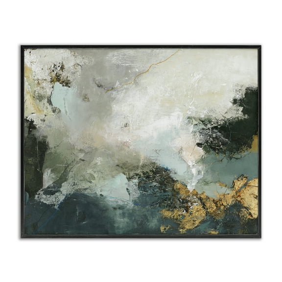 Stupell Industries Stormy Dark Abstraction Abstract Painting Black Framed Art Print Wall Art, 14 x 11