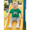 thumbnail image 6 of BemeyourBBs Toddler Baby Boy Mardi Gras Outfit Spring Summer Carnival Clothes Cute Tractor Embroidery Short Sleeve T-Shirt Top and Shorts Set, 6 of 9