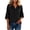 Black, variant on Bosfbaoi Linen Blouses for Women Notched V Neck 3/4 Batwing Sleeve Loose Casual Tunic Tops