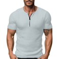 thumbnail image 1 of pstuiky camisetas de hombre, Camisa de verano para hombre, playera, de manga corta, informal, de color liso, con botones, manga corta y cuello en V. camisas casuales para hombre s, 1 of 4