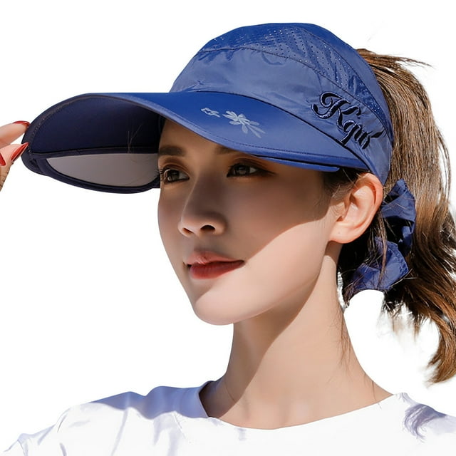 Fgnfyis Sun Hat Lady Sun Protection Big Sun Hat UV Protection Bike Running Sun Hat Baseball Caps Navy