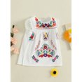 thumbnail image 5 of BemeyourBBs Boho Toddler Girls Summer Dress Bohemia Casual Floral Embroidery Square Neck Sleeveless Dress for Beach Party Cute Clothes, 5 of 9