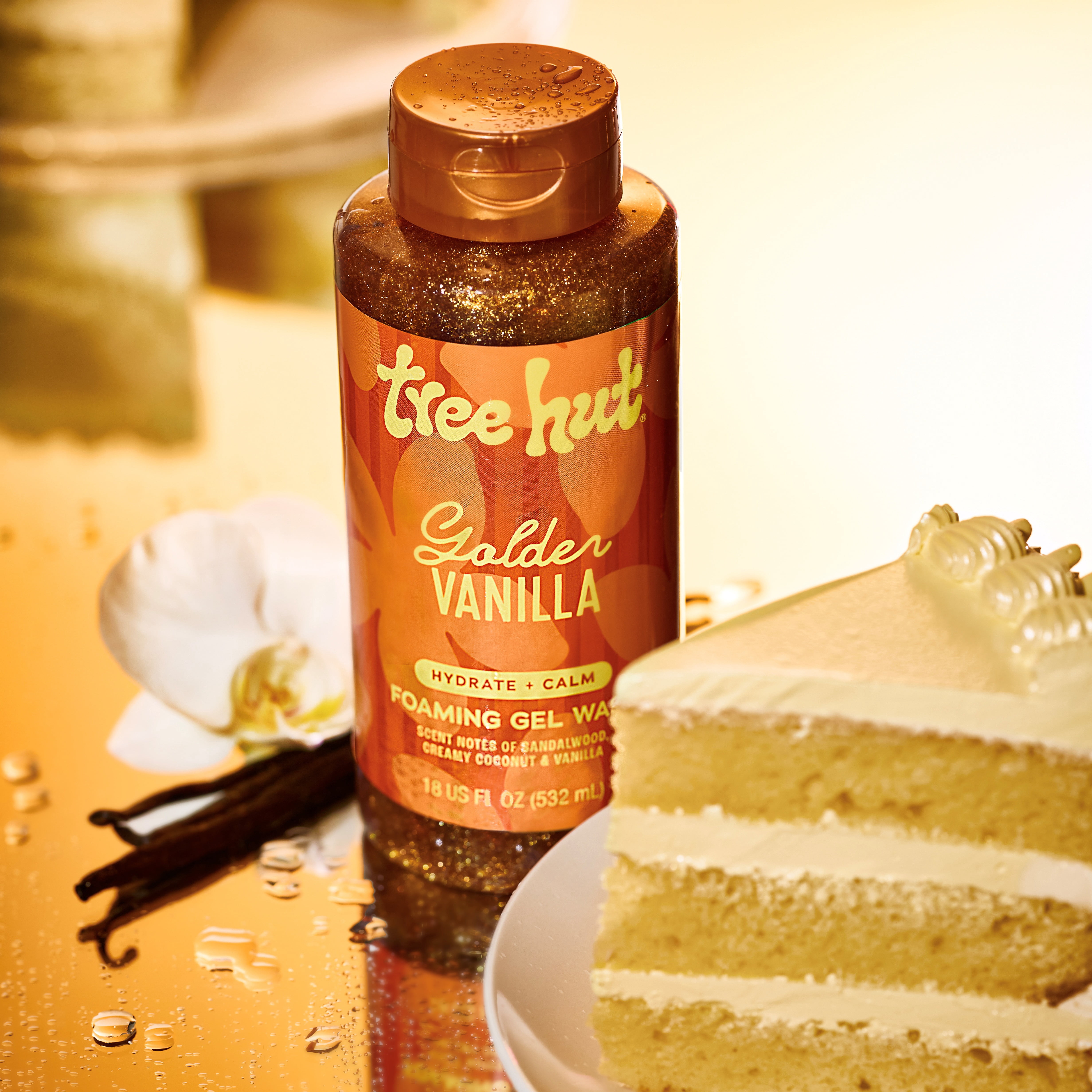 Tree Hut Golden Vanilla Foaming Gel Body Wash, 18 fl oz