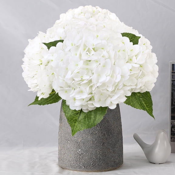 Scidweet Hydrangea Artificial Flowers, 4 Pcs 19.3" Real Touch Latex Faux Fake Flowers for Indoor Outdoor Spring Summer Patio Garden Home Yard Wedding Table Decor, White