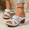 thumbnail image 4 of SACFOF Womens Open Toe Sandals Summer Casual Non Slip Slippers Orthopedic Chunky Low Heels Open Toe Casual Summer Dressy Walking Beach Slippers Hollow Out Shoes, 4 of 6