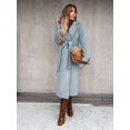 thumbnail image 2 of LinYooLi Trench Coats for Women Casual Lapel Long Solid Color Wrap Coat Wool Blend Overcoat Shacket Jacket, 2 of 4