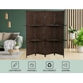 thumbnail image 2 of 4 Panels Room Dividers with 2 Removable Storage Shelves Folding Portable Partition Screen with Hand-Woven Rattan Design Wood Frame Fiber Privacy Screen with Shelves for Home and Office, 2 of 7