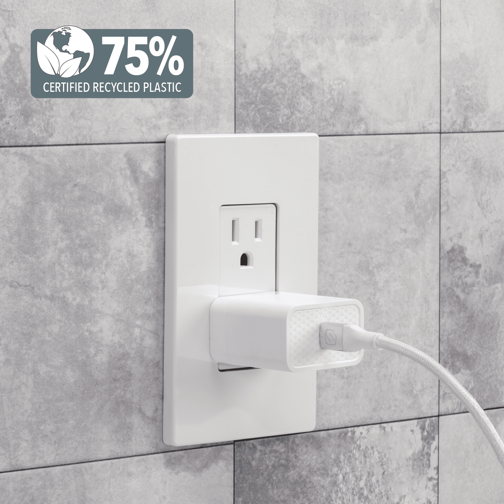 Scosche SH20CC6WT-SP 2 in 1 PowerVolt 20W USB-C Wall Adapter & Strikeline 6 ft Charge & Sync Cable