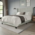 thumbnail image 2 of Home Design Ashland Twin Velvet Upholstered Panel Bed Frame with Wingback Headboard and Foam Padding, Light Gray, Easy Assembly, 2 of 11