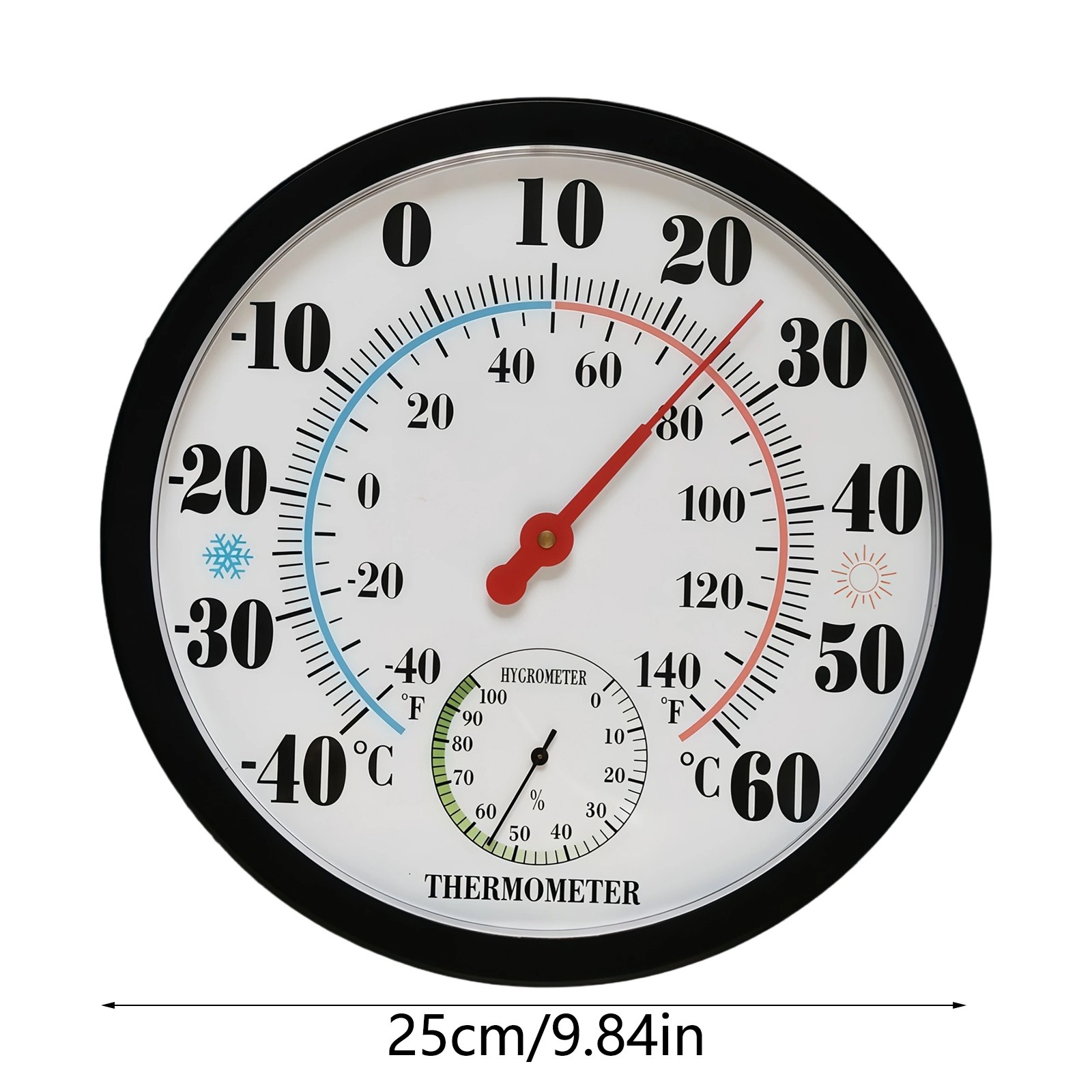 LLDYYDS 10 Inch Indoor Outdoor Thermometer Wall Large Numbers Thermometer No Battery 10" Hanging Digital Weather Hygrometers for Home Garden Outside Patio Decor
