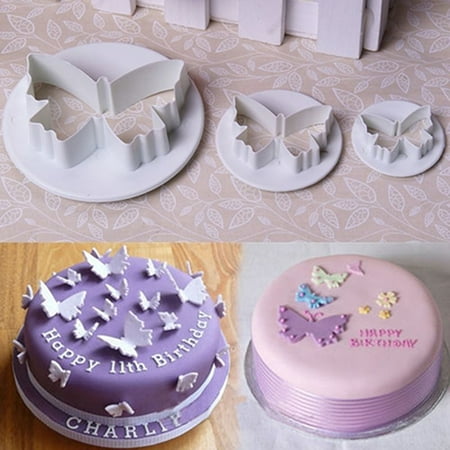 

Yesbay 3Pcs Cake Mold Butterfly Shape Reusable Plastic Home Baking Mold for Kitchen