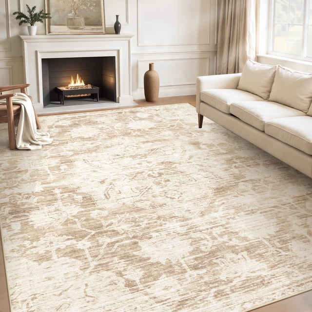 Alfombra Yidanamy, 9 x 12 cm, color beige, vintage, pelo bajo, antideslizante