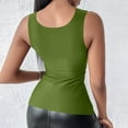 thumbnail image 4 of qolati Womens Padded Tank Tops Double Lined Built in Bra Sleeveless T-Shirts Square Neck Longline Sports Bra Slim Fitted Basic Camisole Vest Tees Green S, 4 of 9